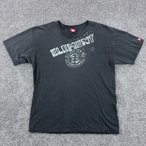 Vintage Element Shirt Mens‎ Large Black Wind Water Fire Logo Skater USA Made